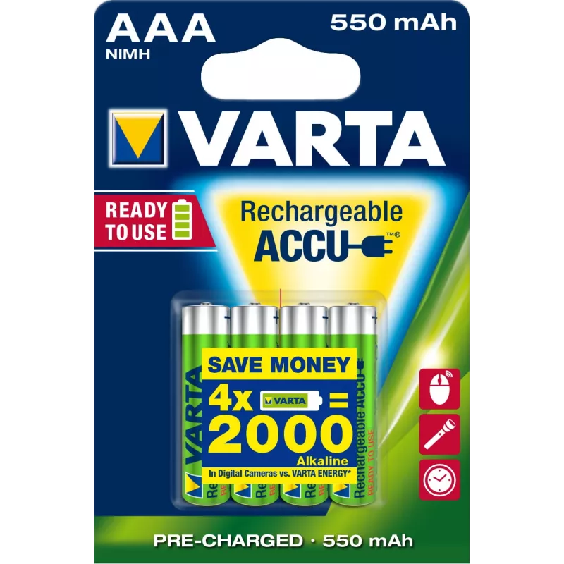 Uzlādējamā baterija Varta Ready2Use HR03 AAA 4gab.