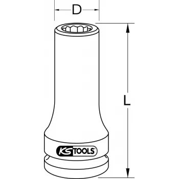 Torx ligzda KS Tools E20 3/4 collas gara (modelis 460.1502) 3/4 collu piedziņai