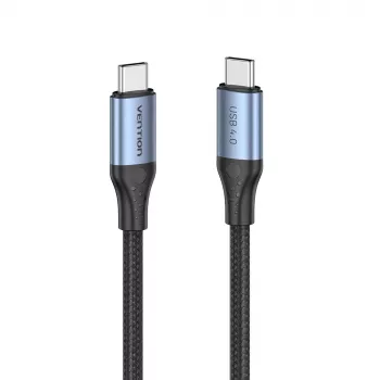 Vention USB4 Gen 3x2 Type-C uz Type-C kabelis 1 m, 5A, alumīnija sakausējums, kokvilnas pinums