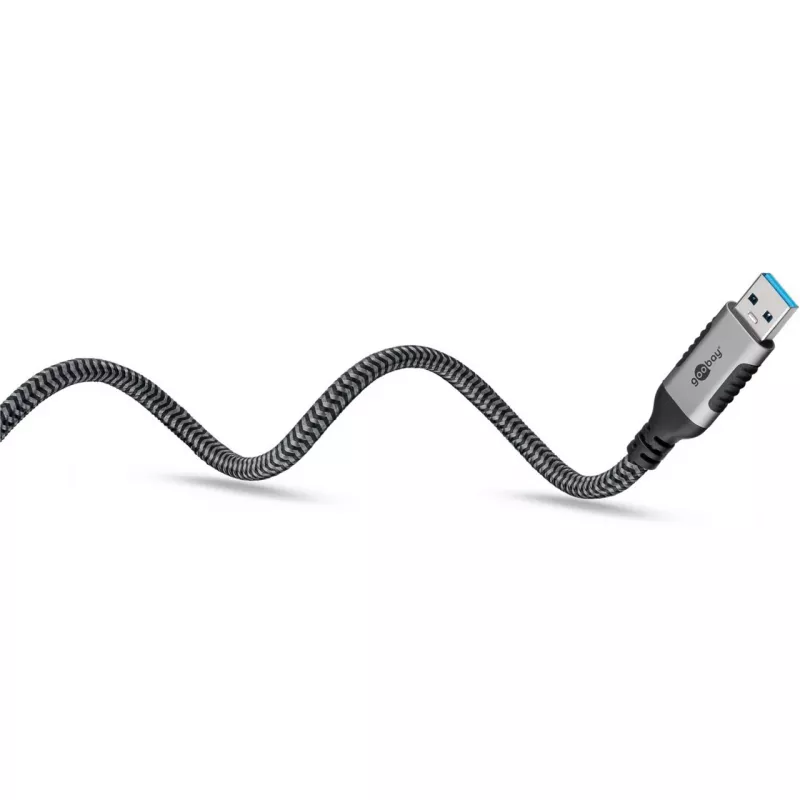Ethernet kabelis USB-A 3.2 Gen1 spraudnis > RJ-45 spraudnis, LAN adapteris melns/sudrabains, 3 metri, pīts tekstila apvalks