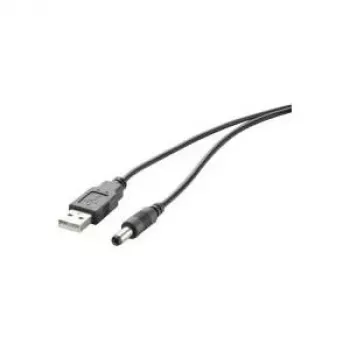 USB barošanas kabelis Renkforce RF-4079664 1 m, vīrišķais–vīrišķais DC 5,5 mm, 5 V, melns