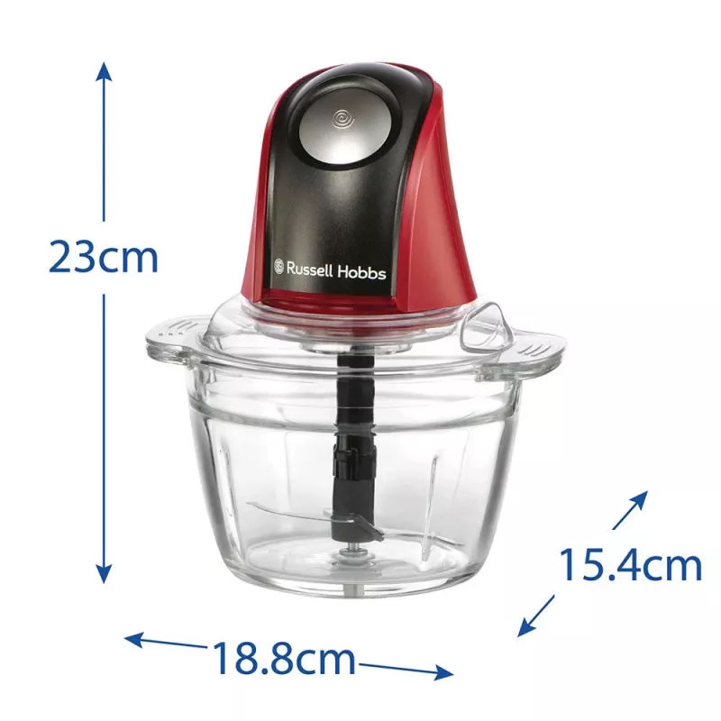 Russell Hobbs 27130-56 elektriskais virtuves smalcinātājs 0,5 L 200 W Melns, Sarkans, Caurspīdīgs