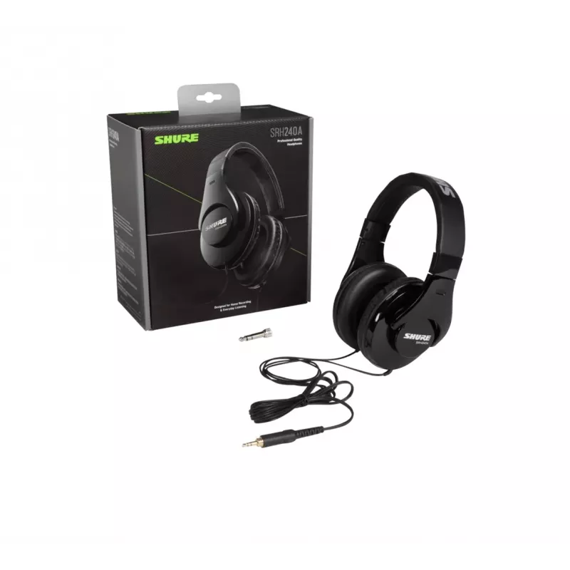 Shure SRH240A austiņas ar vadu, galvas stīpa, mūzika, melnas