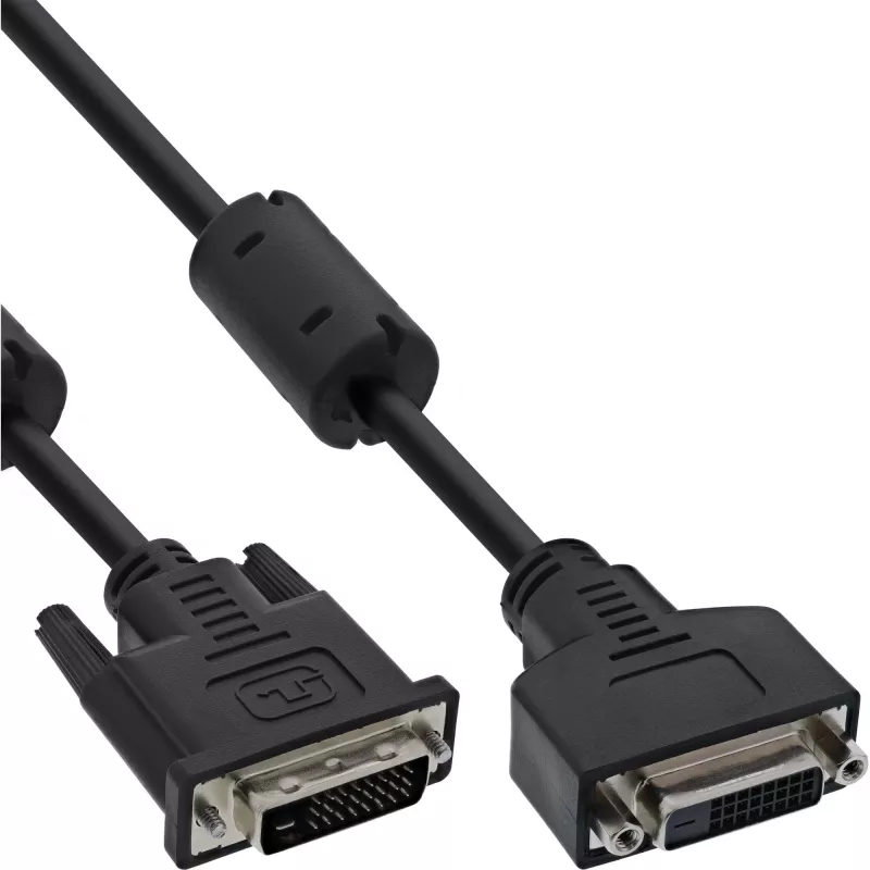 InLine DVI-D kabelis 24+1 M/F, Dual Link, 2 ferīta serdeņi, 3m