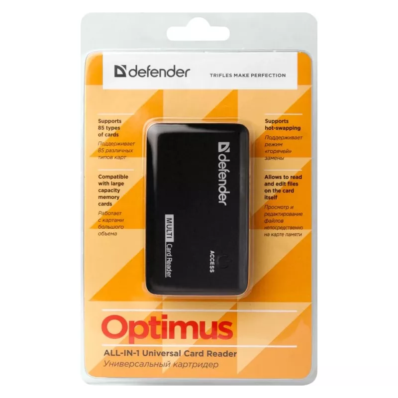 Karšu lasītājs Defender OPTIMUS USB 2.0 Universal Melns