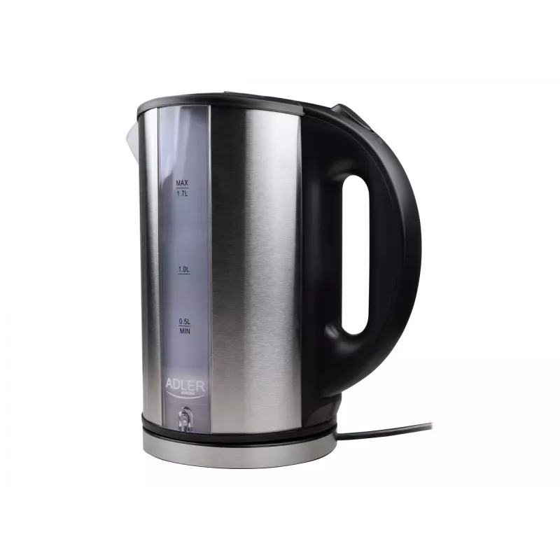 Adler AD 1216 elektriskā tējkanna 1,7 L Melna,Sudraba 2200 W
