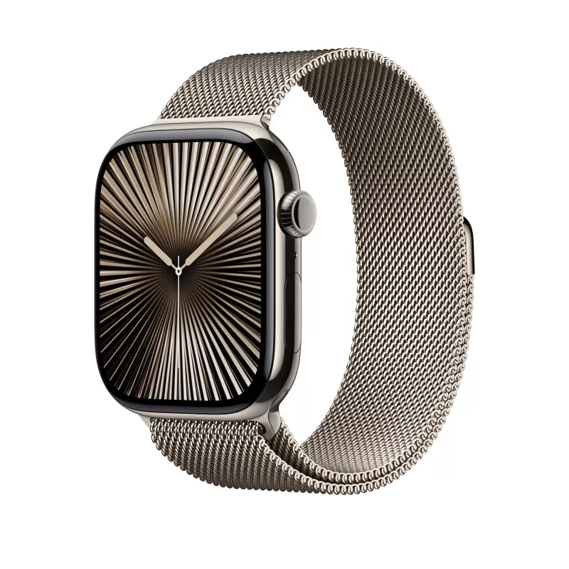 Apple 46mm Natural Milanese Loop M/L siksna titāna krāsā