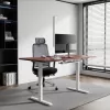 Regulējama augstuma galds Up Up Bjorn balta, galda virsma M Dark Walnut