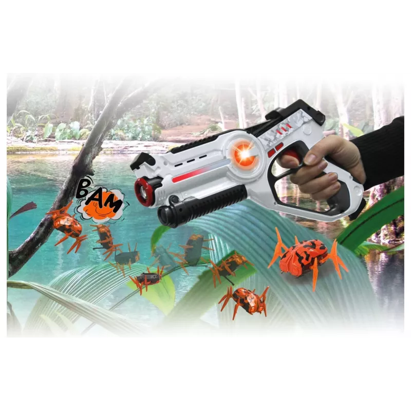 Jamara 410065 Impulse Laser Bug Hunt Set, rotaļu lāzerpistole ar mērķi, baltā/oranžā krāsā
