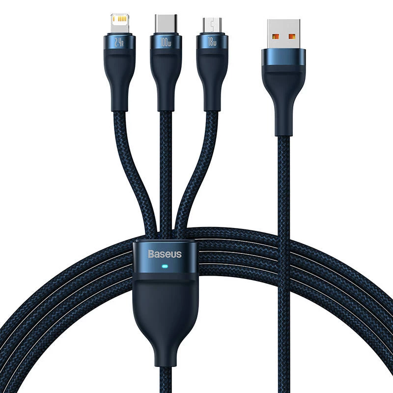 USB kabelis Baseus CASS030003 1,2 m USB A USB C/Micro USB-A/Lightning zils