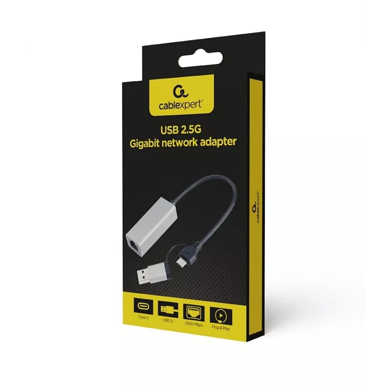 PowerLine tīkla adapteris Gembird A-USB3AC-LAN2G-01 2500 Mbit/s Ethernet LAN