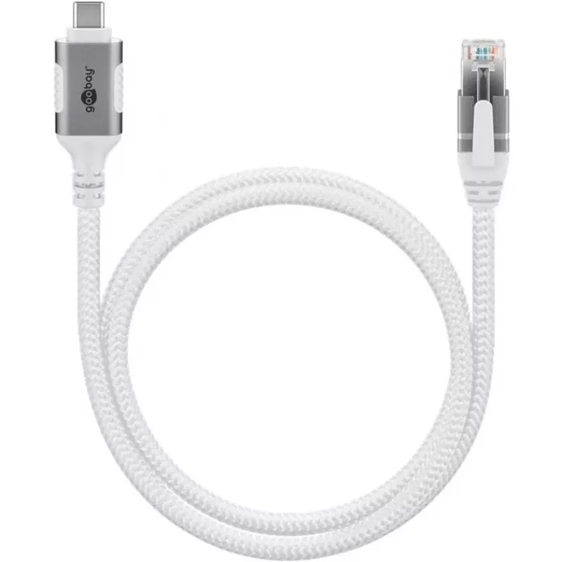 Tīkla kabelis Goobay 74180 USB C RJ-45 Cat6 10 m balts