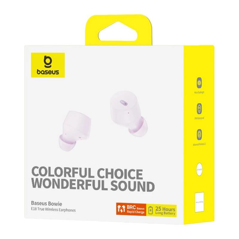 Headset Baseus Bowie E18 True Wireless Stereo (TWS) Ievietojamās Bluetooth USB Type-C Purpura — Zvani un mūzika