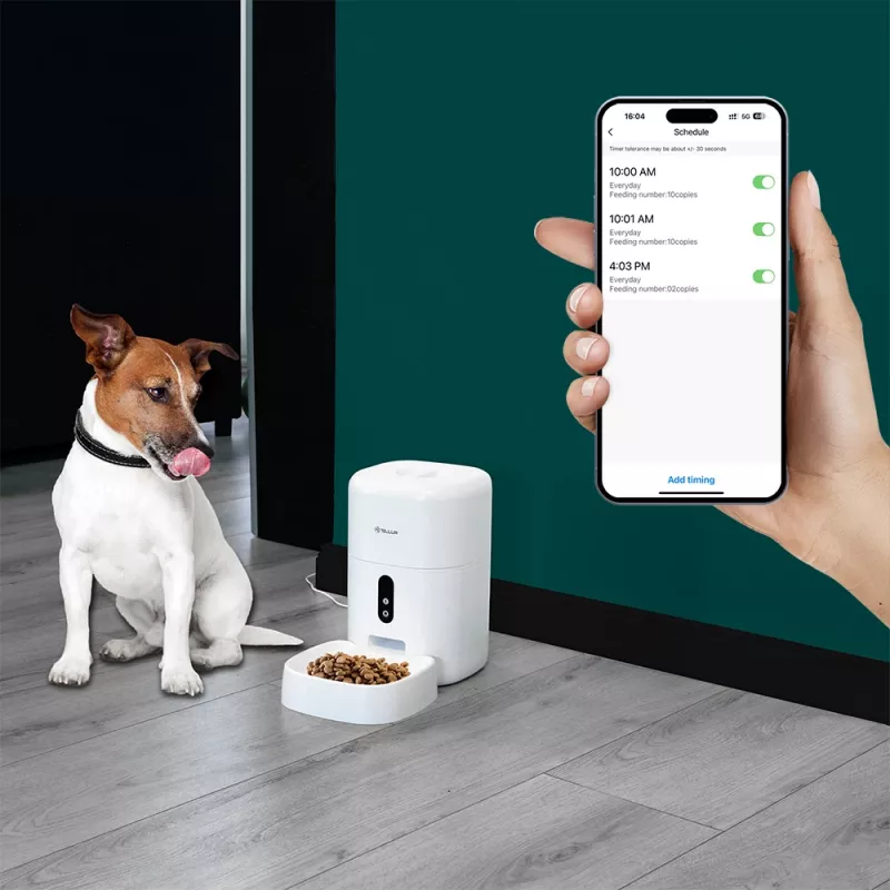 Automātiskā mājdzīvnieku barotava Tellur TLL331461 ar UltraHD kameru, 4 L, balta