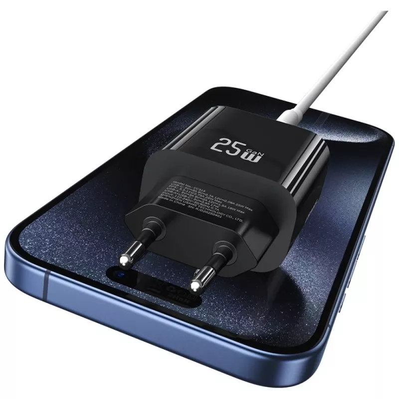 USB lādētājs usams USA001629 25W 1xUSB-C + 1xUSB-A ātra uzlāde