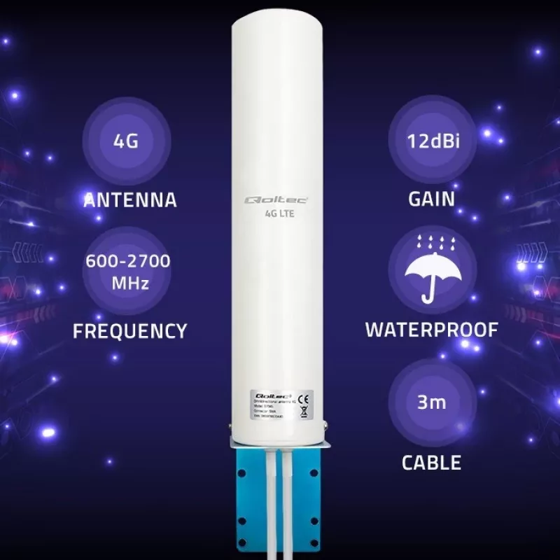 Vienvirziena 4G LTE dubultā antena QOLTEC 57045 12 dBi