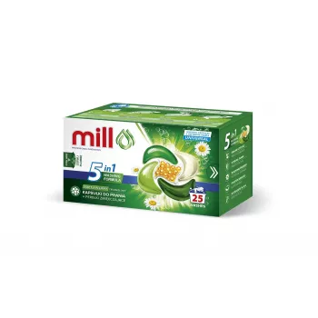 MILL PRO 5k veļas kapsulas + UNIVERSAL mīkstinošās pērlītes, 25 gab.