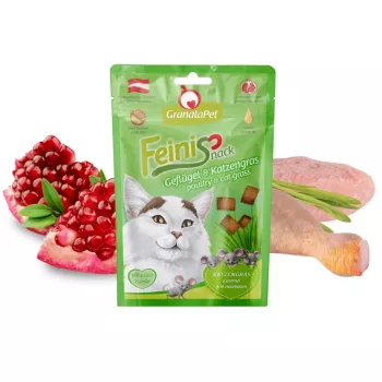 Kaķu gardumi Fox4Pets GRANATAPET FeiniSnack ar mājputnu gaļu un kaķu zāli, gaļīgs ciets našķis, 50 g, bez graudiem, pieaugušiem kaķiem