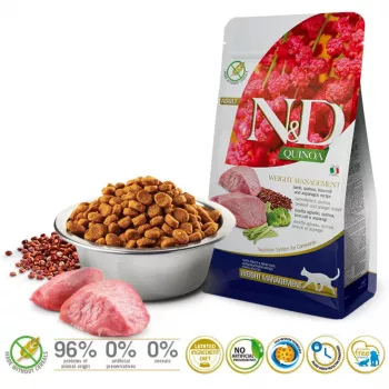 FARMINA N&D Quinoa Svars Management Lamb&Broccoli - sausā kaķu barība - 5 kg