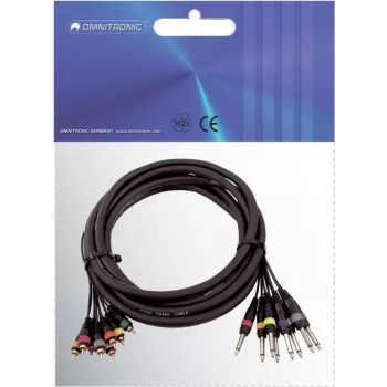 Audio snake kabelis Omnitronic 8×RCA līdz 8×1/4 collas mono ligzda, 15 m, modelis 30304748