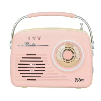 Retro tabletop radio Eltra LUIZA RETRO SP-11 ar MP3, USB un SD kartes atbalstu, rozā