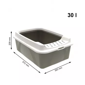 Slēgta kaķu tualete rotho Bonnie Eco Kapučīno 30 L pārklāta plastmasas paplāte ar vāku, 572×393×209 mm