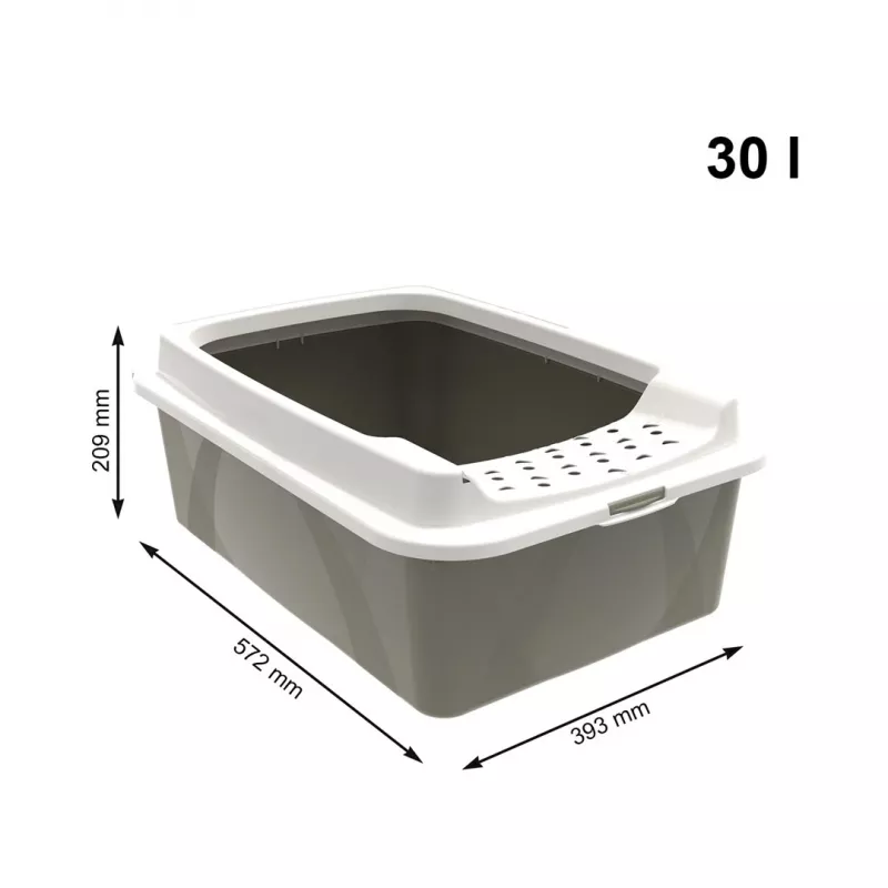 Slēgta kaķu tualete rotho Bonnie Eco Kapučīno 30 L pārklāta plastmasas paplāte ar vāku, 572×393×209 mm