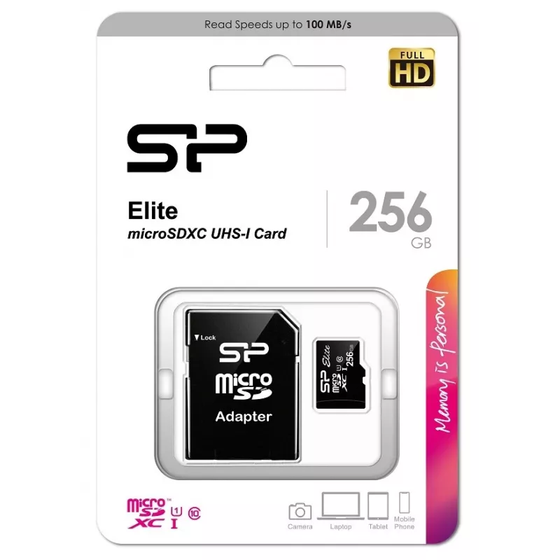 MicroSDXC atmiņas karte Silicon Power Elite 256GB UHS-I Class 10 U1 85MB/s ar SD adapteri
