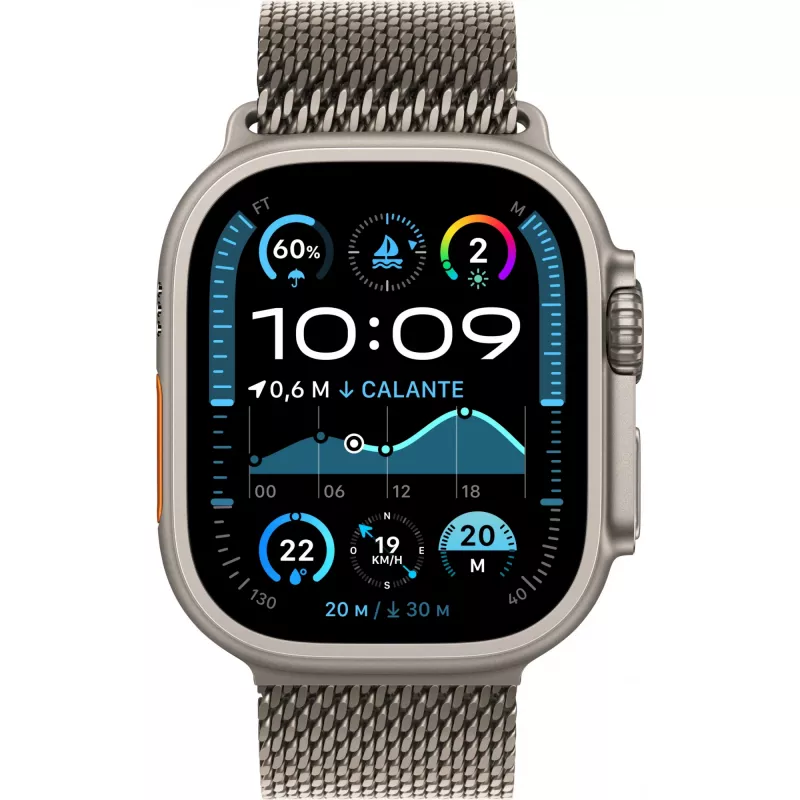Apple Watch Ultra 2 GPS + Cellular 49mm dabīga titāna korpuss ar dabīga titāna Milānas cilpu - M