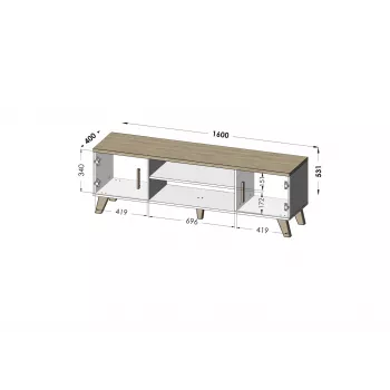 Cama TV stand LOTTA 160 2D2K Balts/sonoma