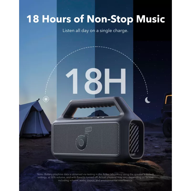 Stereo pārnēsājamais skaļrunis Anker Soundcore Boom 2 SE — 2.0 kanāli, 30 W RMS, bezvadu, melns