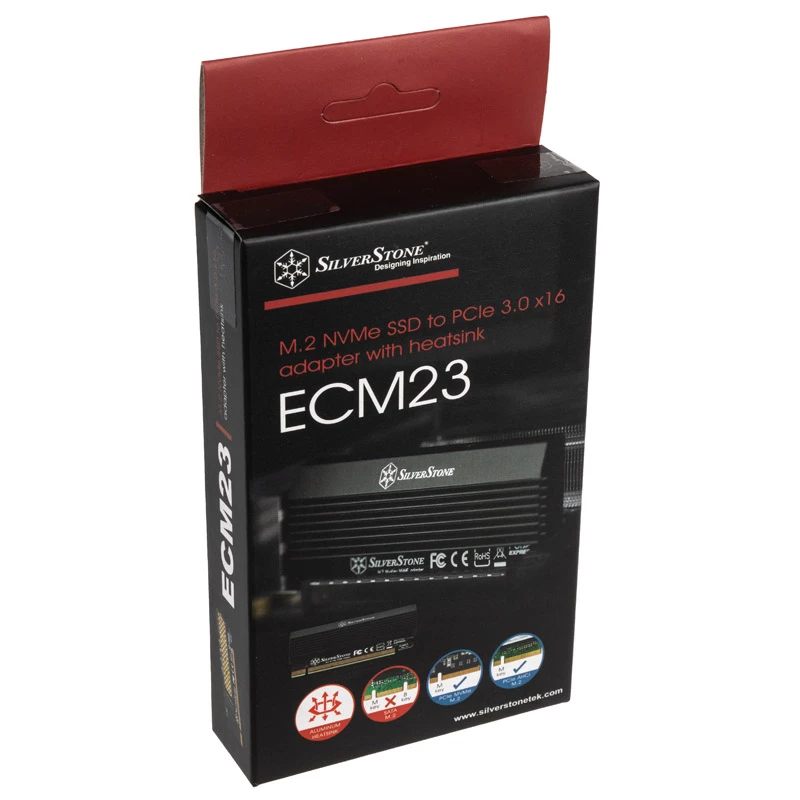 M.2 PCIe x4 adapteris ar dzesētāju SILVERSTONE SST-ECM23 — M.2 NVMe uz PCIe x4 (ar aktīvo dzesēšanu)