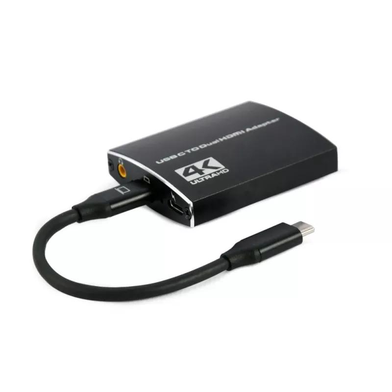 Gembird A-CM-HDMIF2-01 USB-C uz diviem HDMI adapteris, 4K 60Hz, melns