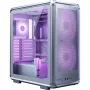 PC Midi Tower Cooler Master MasterFrame 500 Mesh — melns ar caurspīdīgu sānu, atbalsta ATX barošanas blokus, 2x200mm priekšā + 1x120mm aizmugurē, 2.5 collu/3.5 collu diski