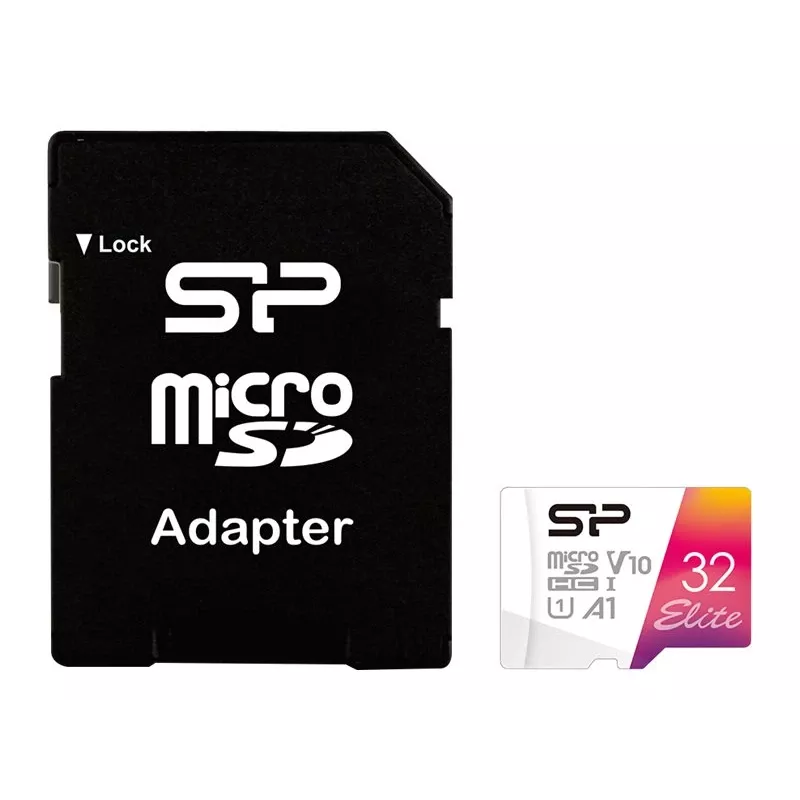 MicroSDHC zibatmiņa Silicon Power 32GB UHS‑I Class 10 (Lasīšana 100 MB/s) ar adapteri, rozā