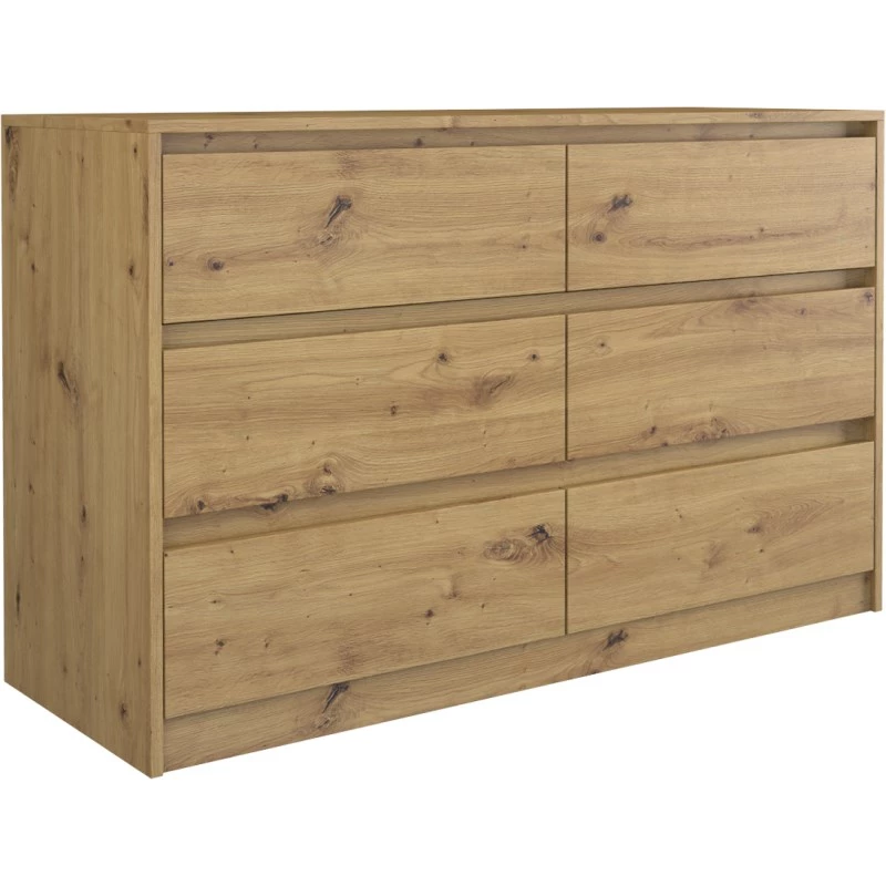 Kumode Top e shop K120 ARTISAN 2X3, ozola apdare, 6 atvilktnes, 750×400×1200 mm