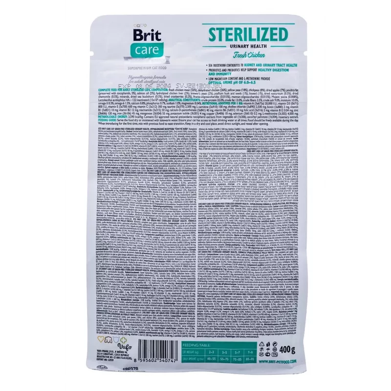 BRIT Care Grain-Free Sterilised Urinary - sausā kaķu barība - 400 g