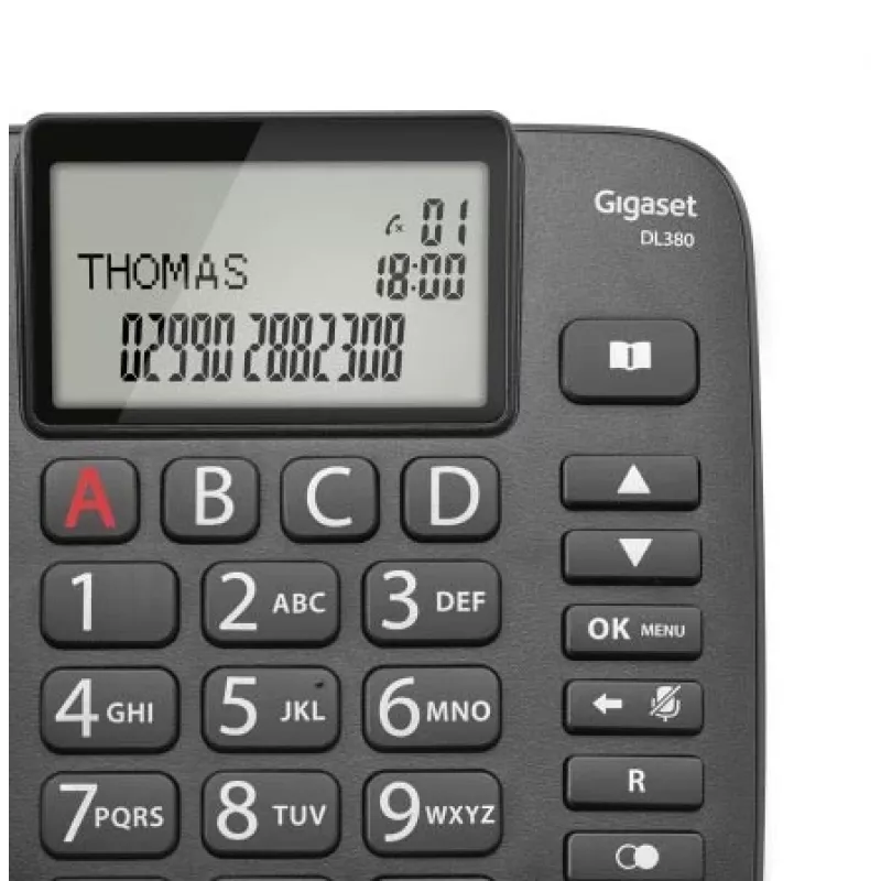 Gigaset DL380 vadu tālrunis, melns