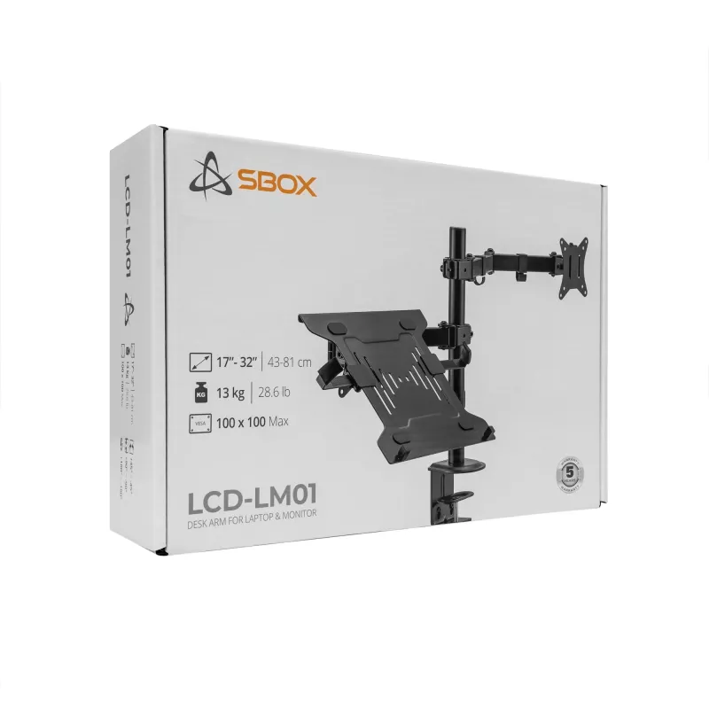 Monitora sienas stiprinājums SBOX LCD-LM01-2 13–27 collu ekrāniem, maks. slodze 12 kg, VESA 100x100
