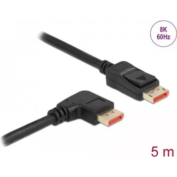 DisplayPort kabelis DeLOCK 8K 60 Hz 5 m taisns vīrišķais uz 90° leņķveida vīrišķo
