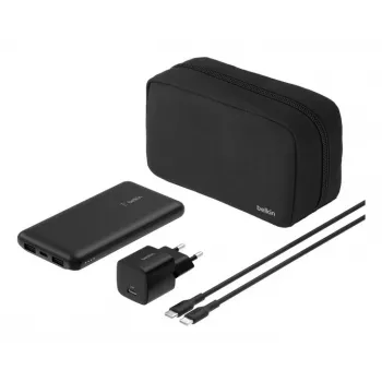 Belkin BoostCharge - Powerbank + AC barošanas bloks - 10000 mAh - PD - 3 izejas porti (24 kontaktu USB-C, 2 x USB)