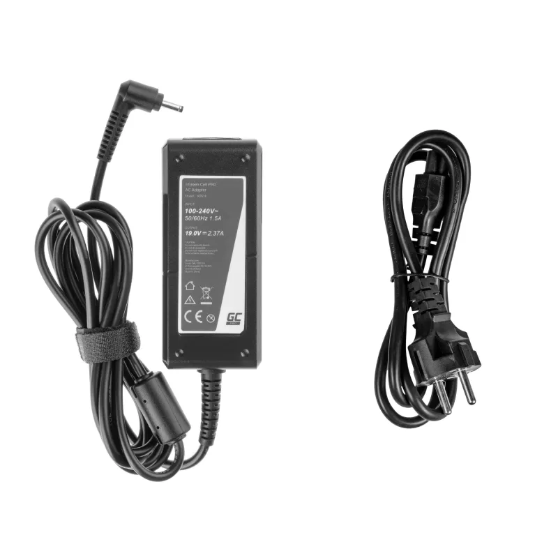 Strāvas adapteris zaļa Cell AD61P iekštelpu 45 W, 19 V 2,37 A, melns, 1,2 m kabelis