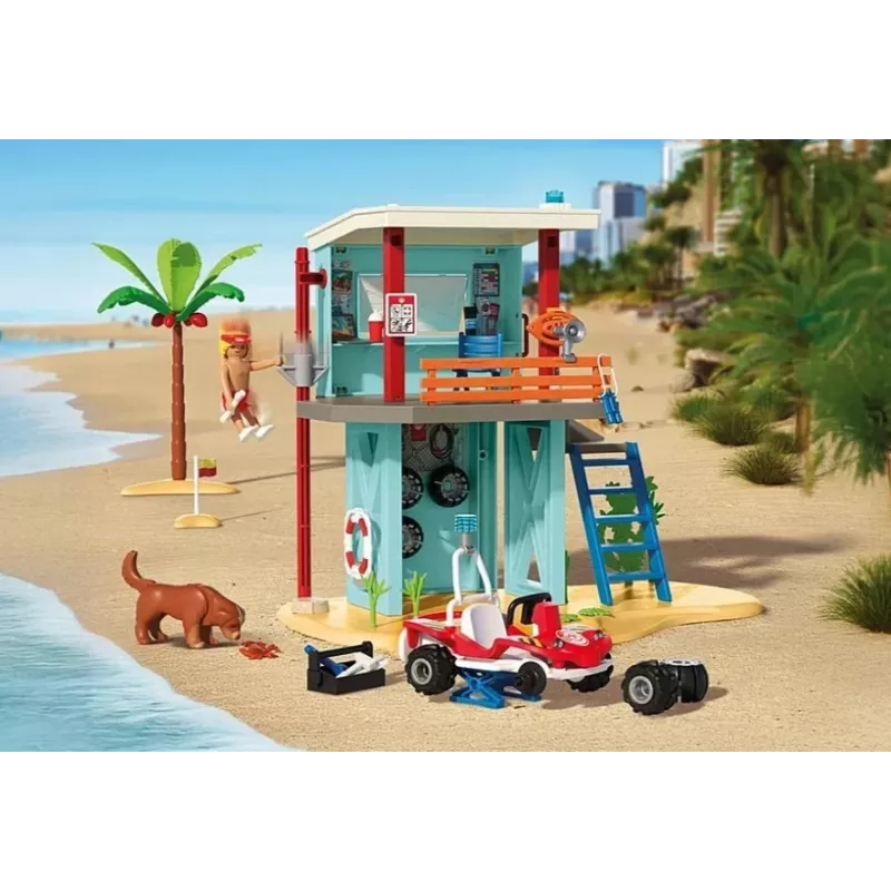 Rotaļu komplekts PLAYMOBIL Glābšanas tornis un pludmales bagijs 71903 – rotaļu komplekts ar torni un bagiju