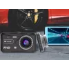 Dashcam TRACER 4TS Full HD divkanālu videoreģistrators, 2 MP galvenā, 0,4 MP salona, 140°/60° leņķi, 4 collu IPS Displejs, 150 mAh Baterija, alumīnija korpuss, palīgsistēma stāvēšanai