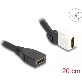 DeLOCK Keystone Module kabelis HDMI female to female 45° leņķveida 8K 60 Hz 20 cm Melns