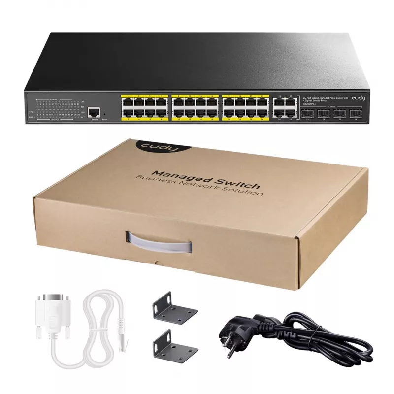 Pārvaldāms slēdzis Cudy GS2028PS4 L2 Gigabit Ethernet 24 porti PoE
