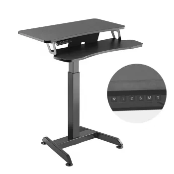 Maclean MC-835 pārnēsājams elektriski regulējams galds 72–122 cm, maks. 37 kg, vadības panelis, sēdēšanas/stāvēšanas darba stacija