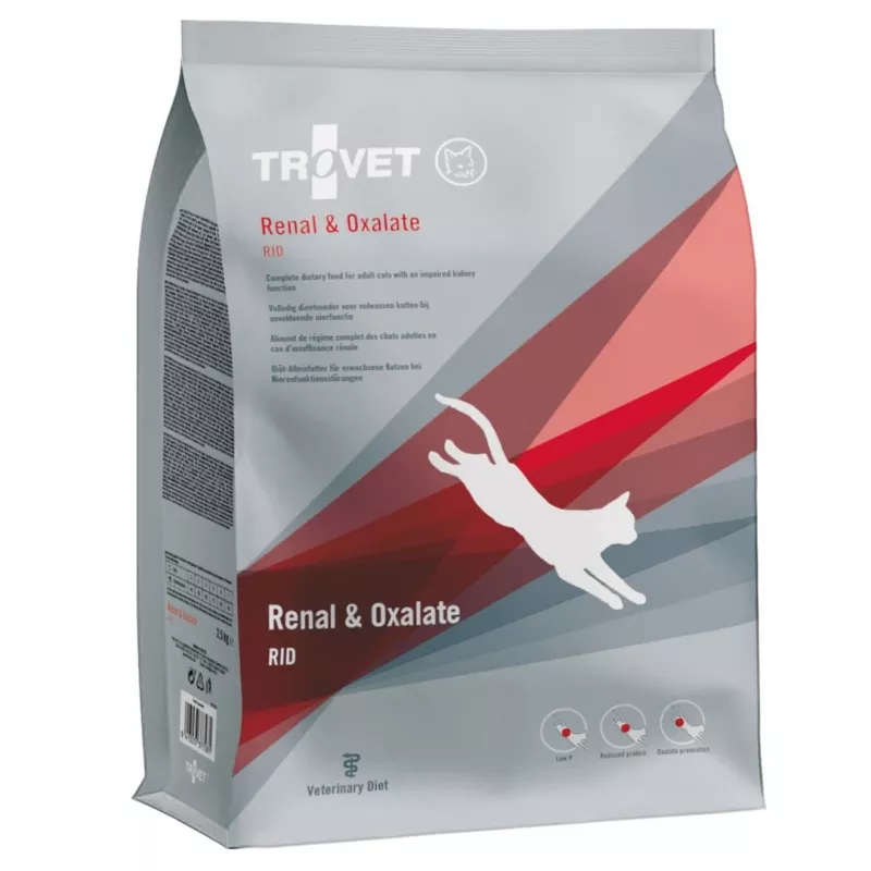 Sausā kaķu barība TROVET Renal & Oxalate RID veterinārā diēta, 2,5 kg, vistas garša, urīnceļu atbalsts