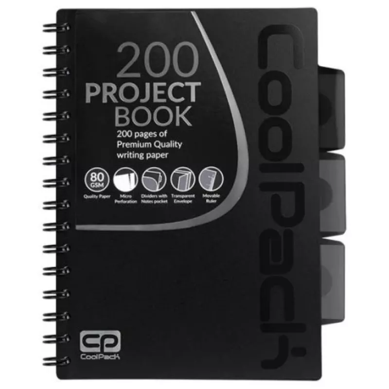 Spirālveida piezīmju grāmatiņa A5 Coolpack Melna