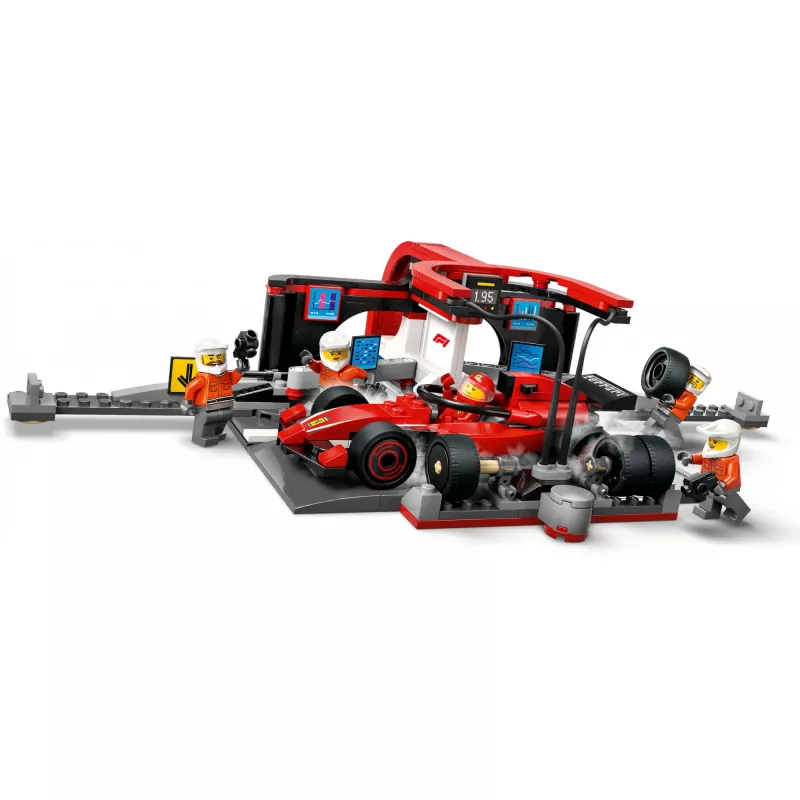 LEGO City F1 boksu pieturas komplekts 60443 — Ferrari F1 auto, 322 detaļas, 5 minifigūras, vecums 6+